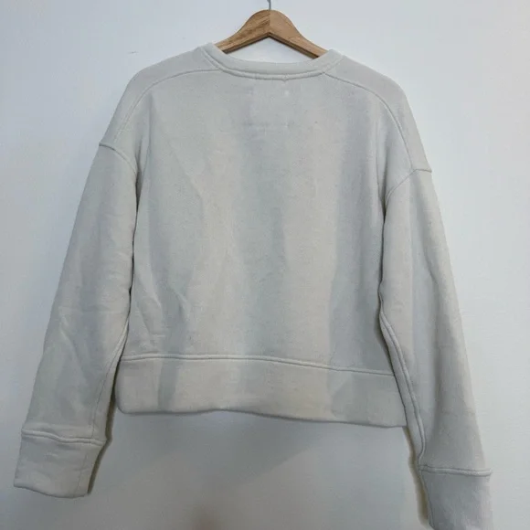 Smartwool Recycled Terry Cropped Crew Sweatshirt in Almond size large - Picture 5 of 9
